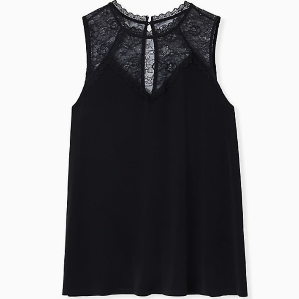 Torrid - BLACK STUDIO KNIT LACE MOCK NECK TANK - Picture 2 of 9